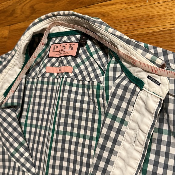 Thomas Pink - Casual Button Down Shirt - Size XS - Green / Gray Gingham - Picture 6 of 13